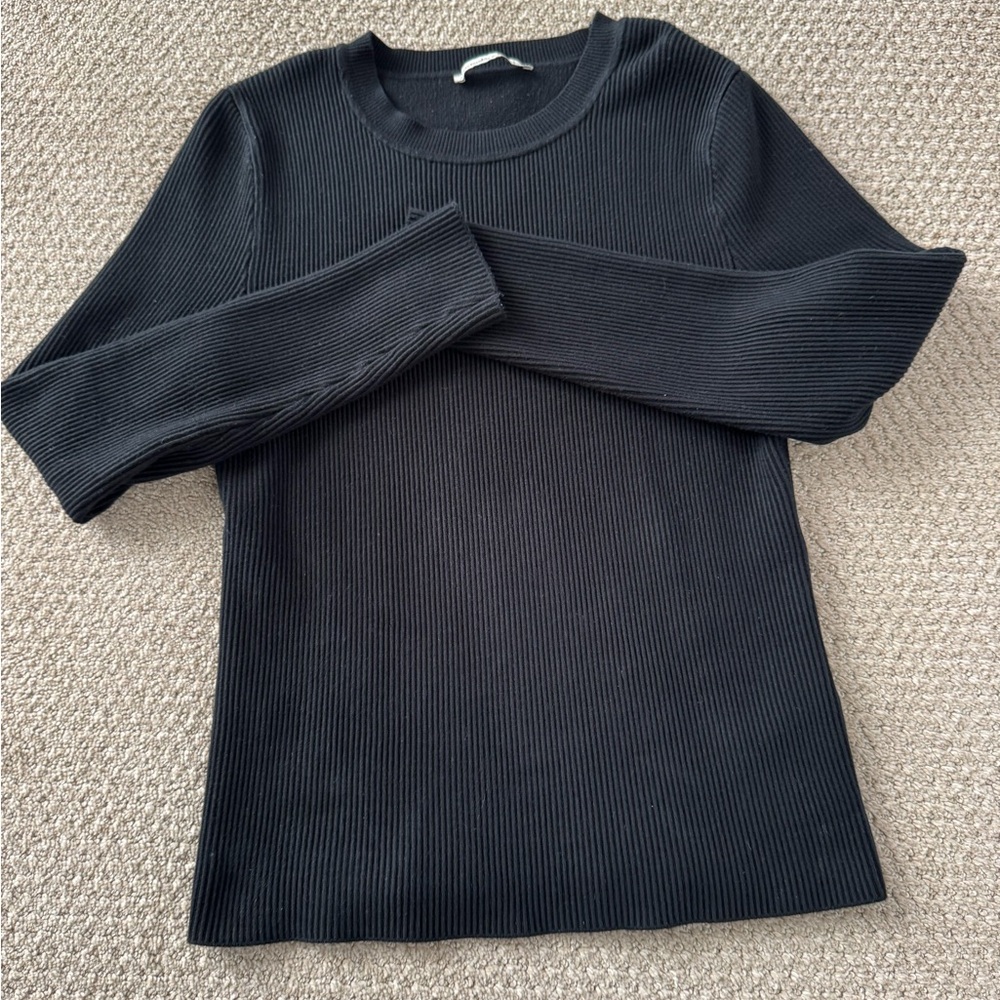 Abercrombie & Fitch Black Ribbed Crew Neck Sweater